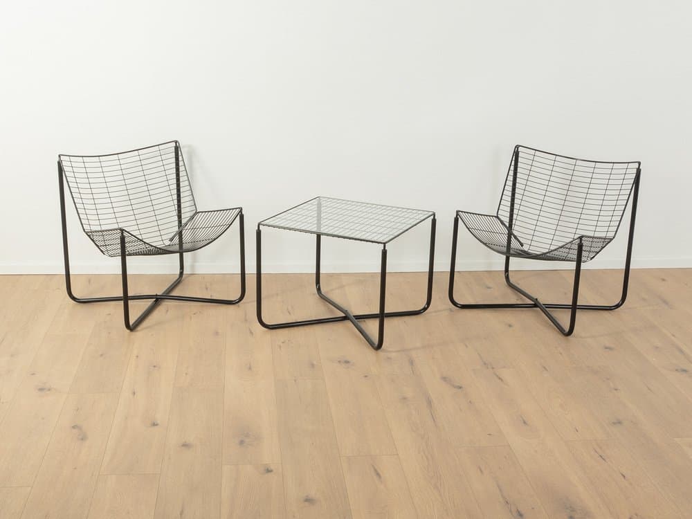 Three-piece living room set Järpen, black metal, glass, by N. Gammelgaard, Ikea, Sweden, 1980s - 284802