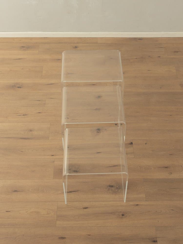 Zestaw trzech stolików pomocniczych, transparentny akryl, Niemcy, lata 60. - 284772