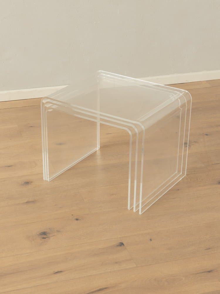 Zestaw trzech stolików pomocniczych, transparentny akryl, Niemcy, lata 60. - 284777