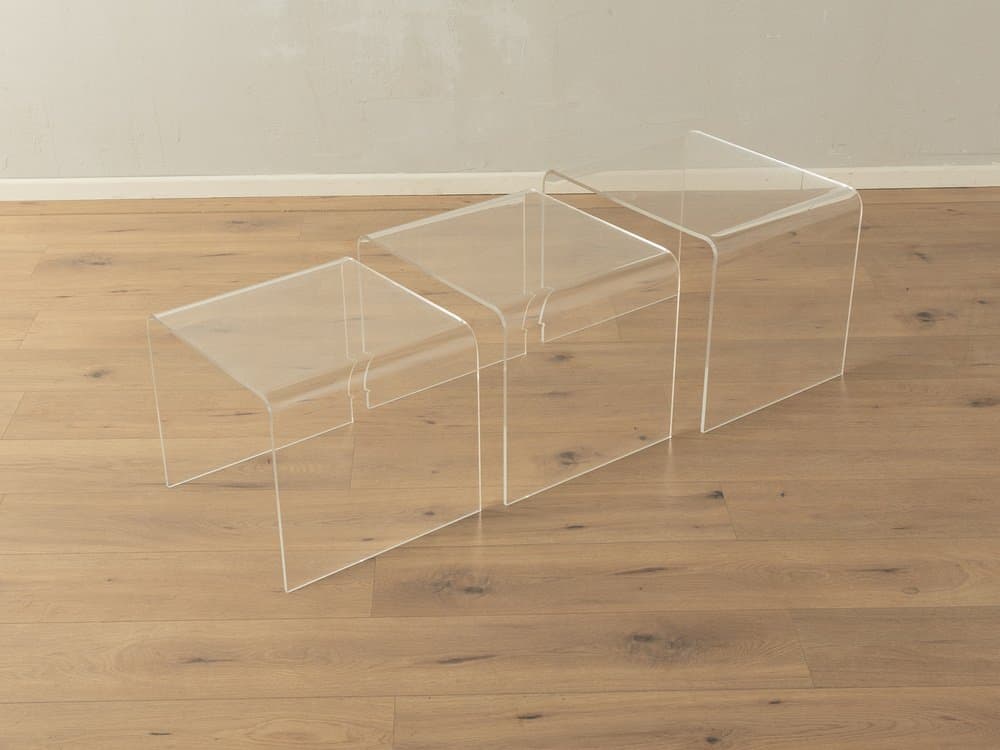 Zestaw trzech stolików pomocniczych, transparentny akryl, Niemcy, lata 60. - 284776