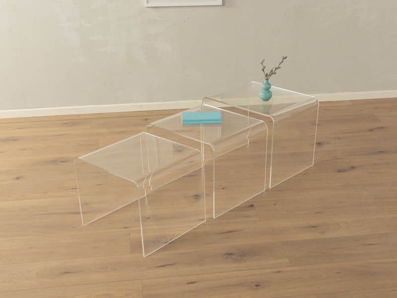 Zestaw trzech stolików pomocniczych, transparentny akryl, Niemcy, lata 60. - 284774