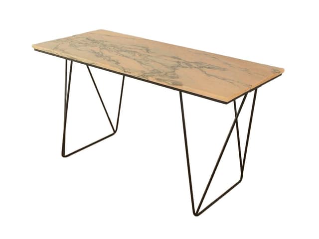 Desk, beige pink marble, black steel, Germany, 1960s. - DIMENSION