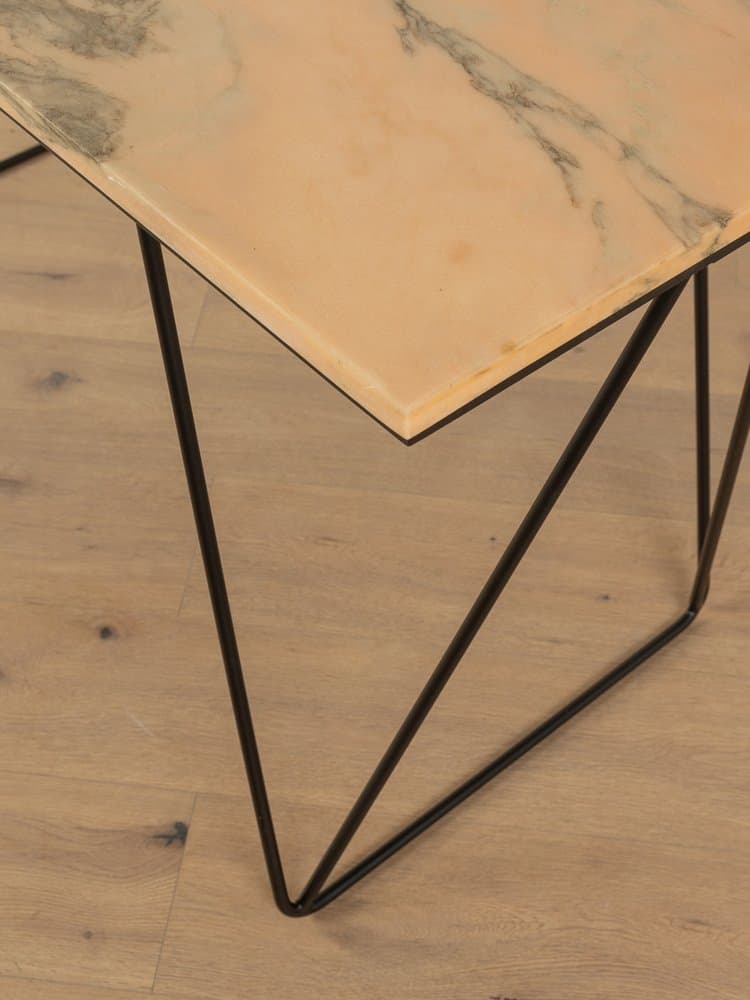Desk, beige pink marble, black steel, Germany, 1960s. - 284745