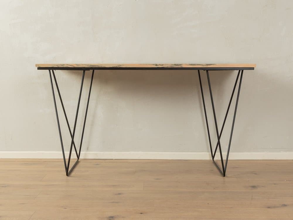 Desk, beige pink marble, black steel, Germany, 1960s. - 284747