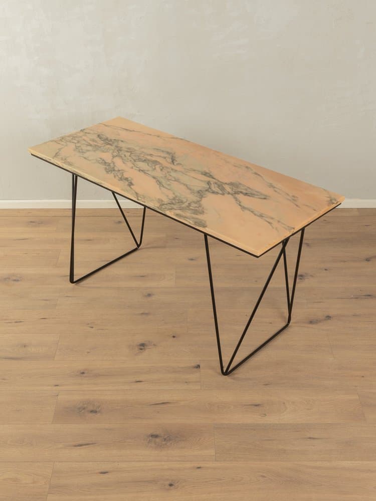 Desk, beige pink marble, black steel, Germany, 1960s. - 284746