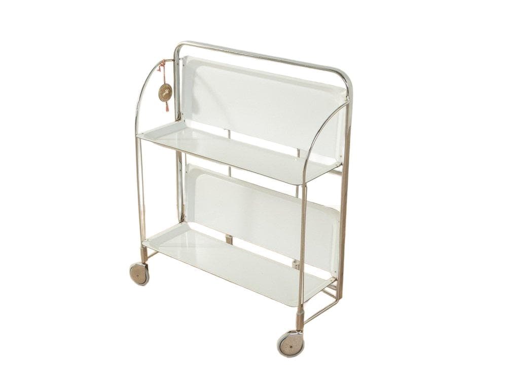 Wózek barowy Dinett, biały, stal nierdzewna, Niemcy, lata 70.