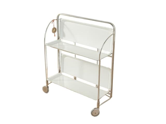 Wózek barowy Dinett, biały, stal nierdzewna, Niemcy, lata 70. - WYMIARY