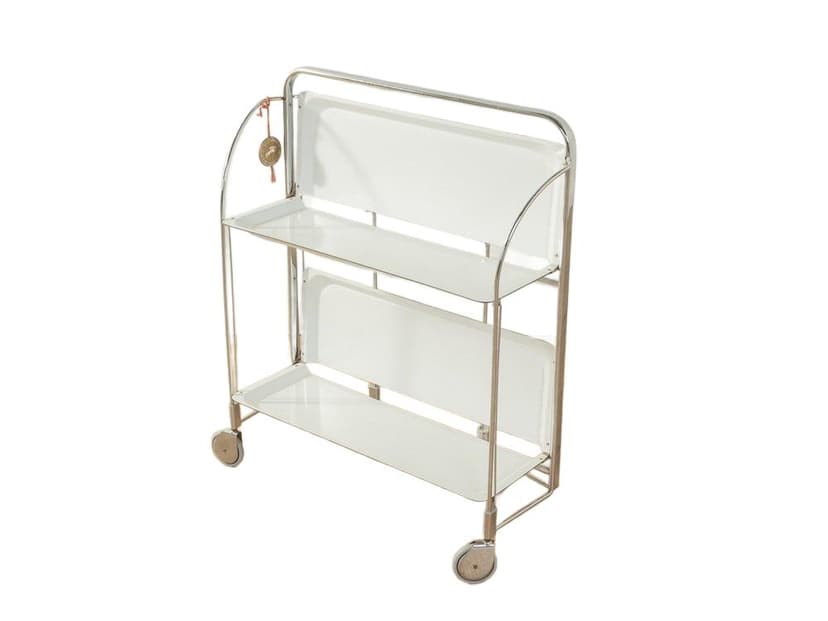 Wózek barowy Dinett, biały, stal nierdzewna, Niemcy, lata 70.