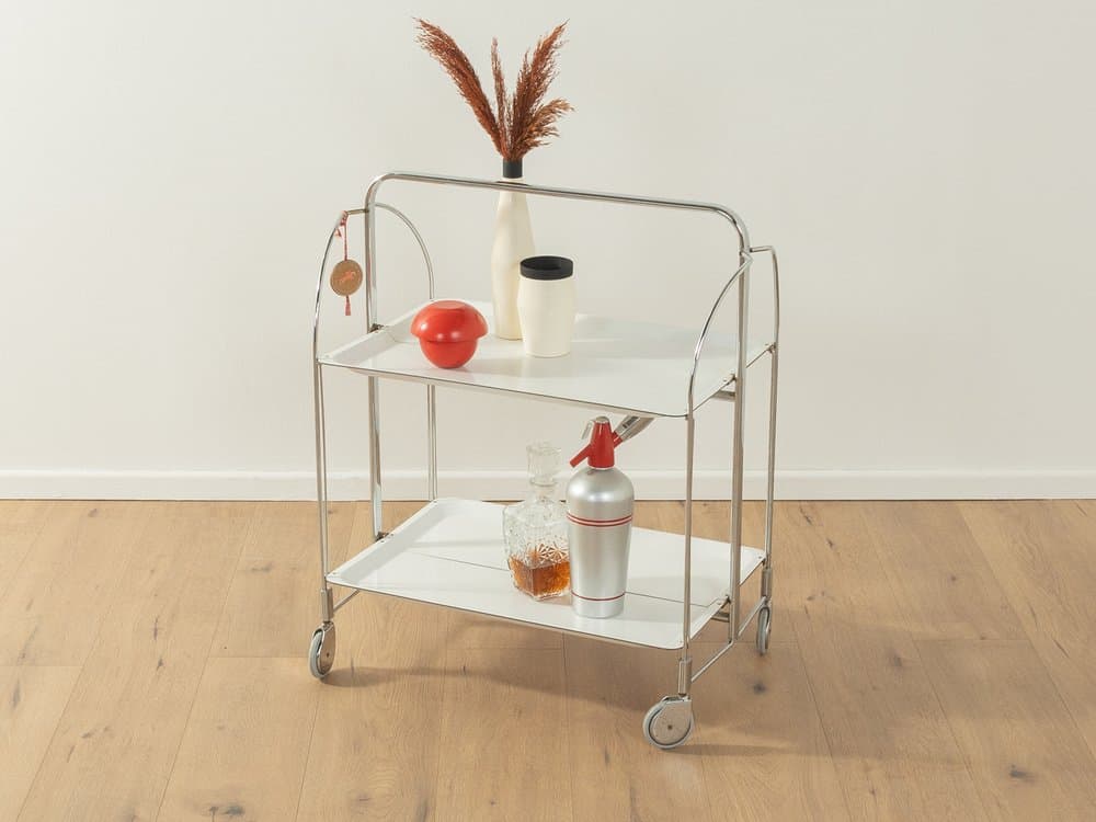 Wózek barowy Dinett, biały, stal nierdzewna, Niemcy, lata 70. - 284715