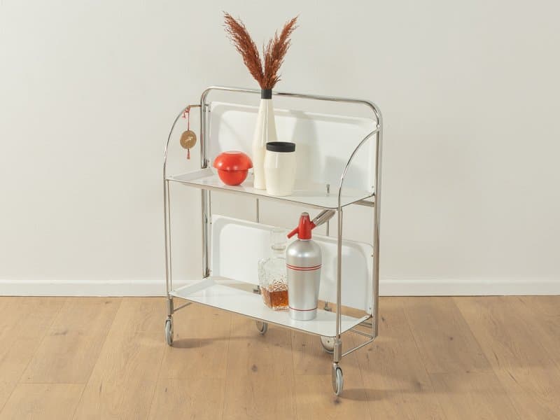 Wózek barowy Dinett, biały, stal nierdzewna, Niemcy, lata 70. - 284714