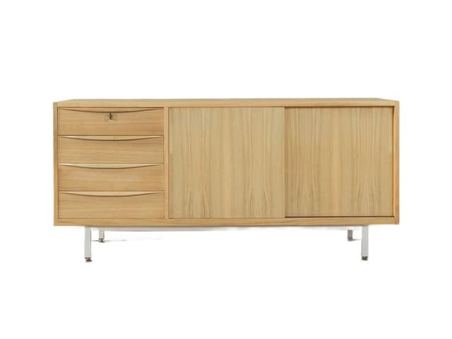 Kredens, orzech jasnobrązowy, Niemcy, lata 50. - WYMIARY