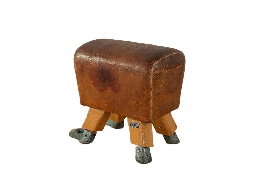 Stołek, brązowy, skóra, Niemcy, lata 60.