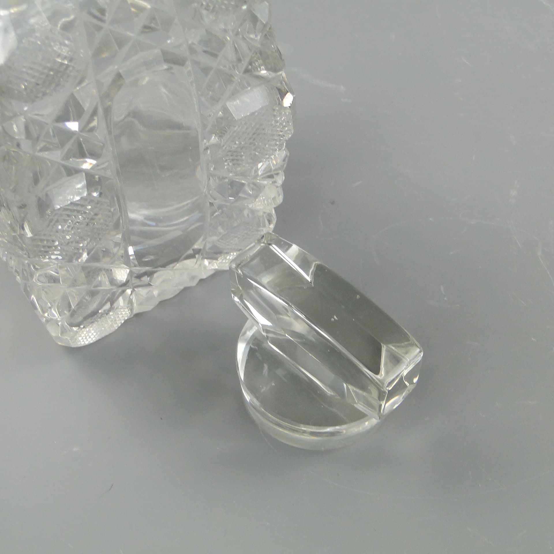 Tea caddy, Art Nouveau, transparent crystal, France, early 20th c. - 2228