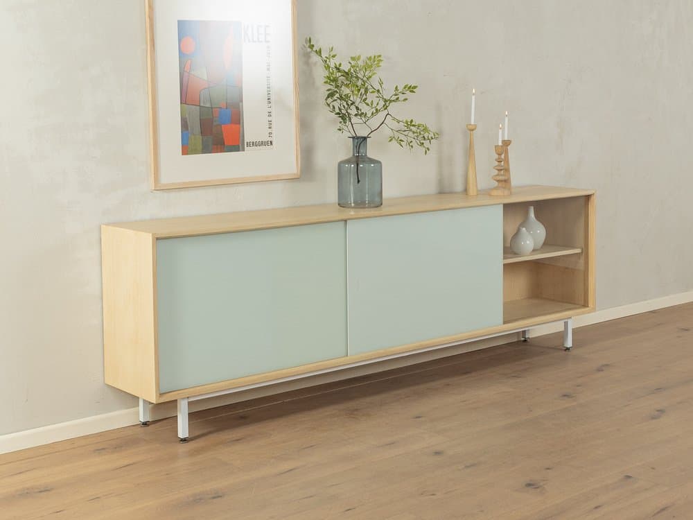 Sideboard, brązowy, orzech, szkło, stal, Niemcy, lata 60. - 284635