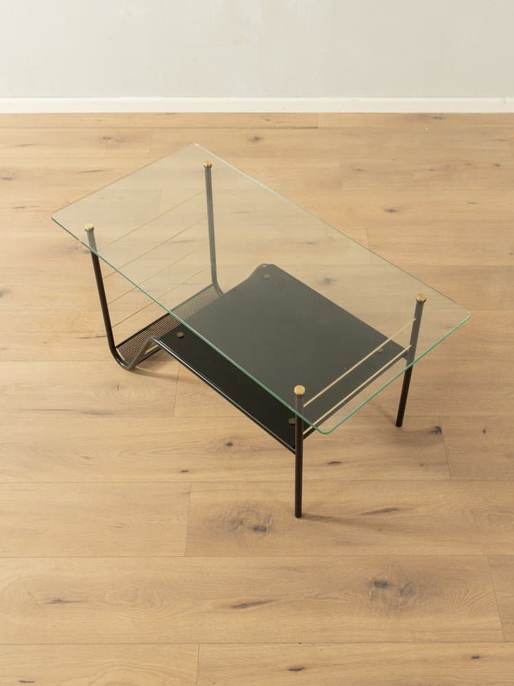 Coffee Table, black metal, clear glass, gold brass, France, 1950s - 284572