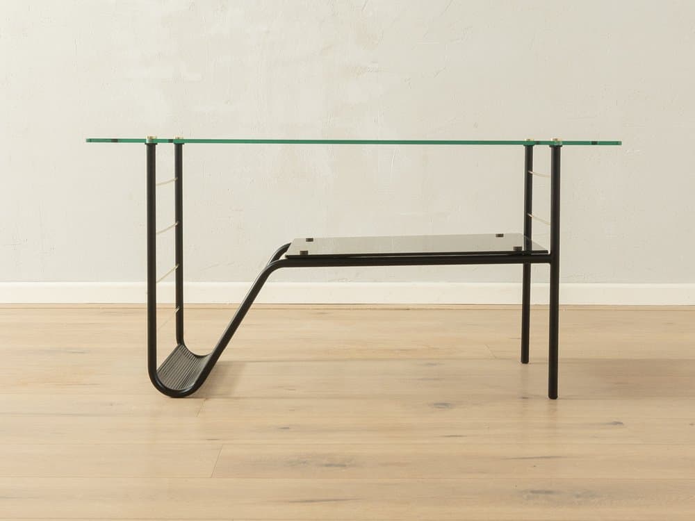 Coffee Table, black metal, clear glass, gold brass, France, 1950s - 284573