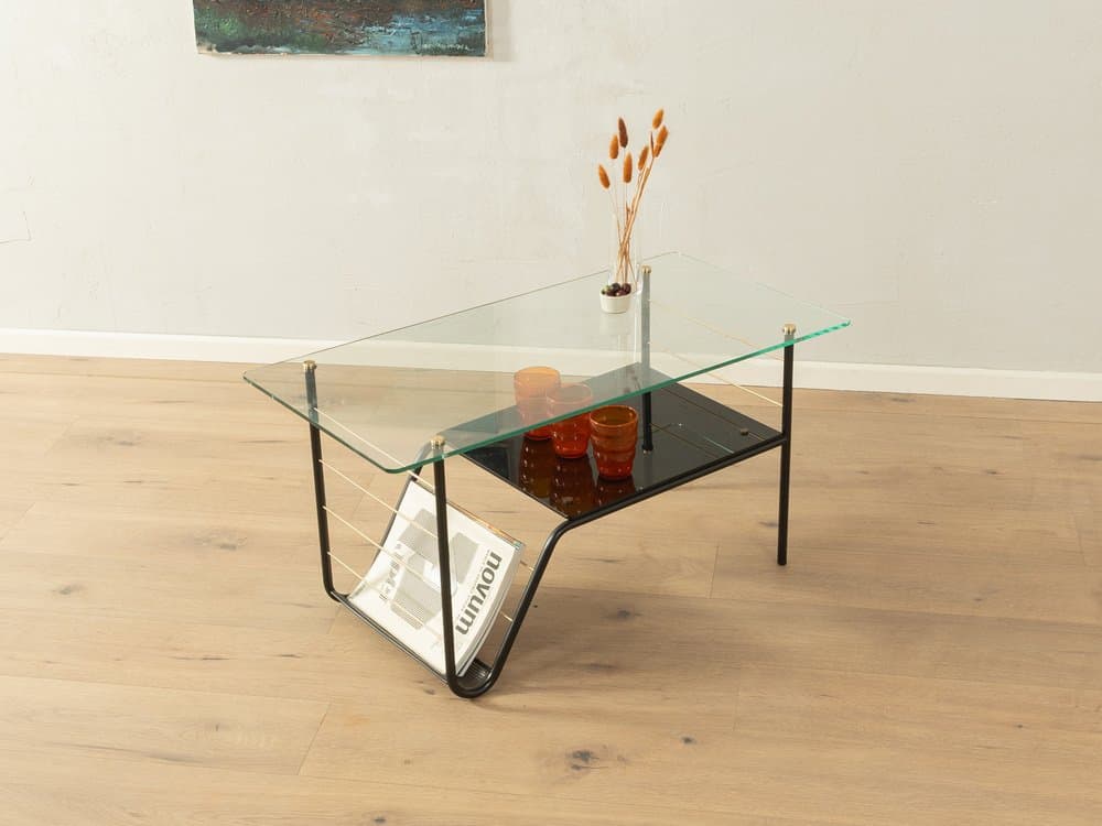 Coffee Table, black metal, clear glass, gold brass, France, 1950s - 284569