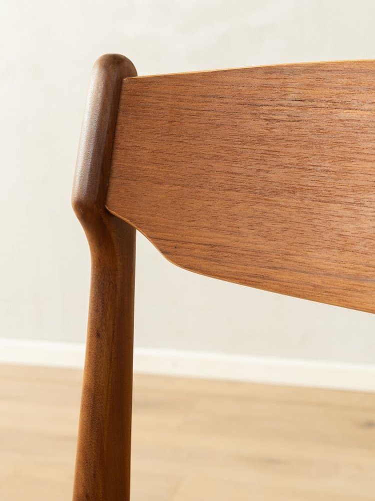 Zestaw czterech krzeseł jadalnianych, teak, tkanina jasnoszara, Niemcy, lata 60. - 284566