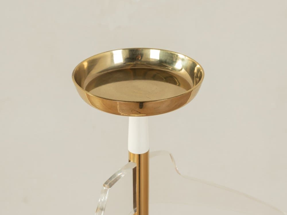 Stojący wieszak na ubrania Stummer Servant, metal biały, mosiądz, skóra, Niemcy, lata 50. - 284487