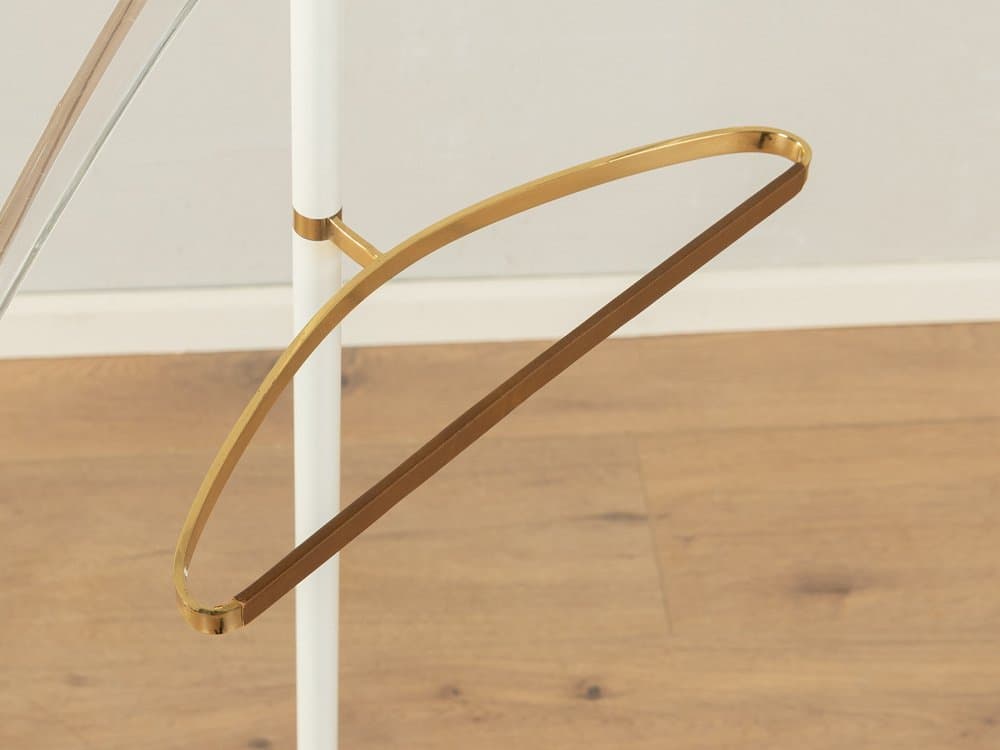 Stojący wieszak na ubrania Stummer Servant, metal biały, mosiądz, skóra, Niemcy, lata 50. - 284486