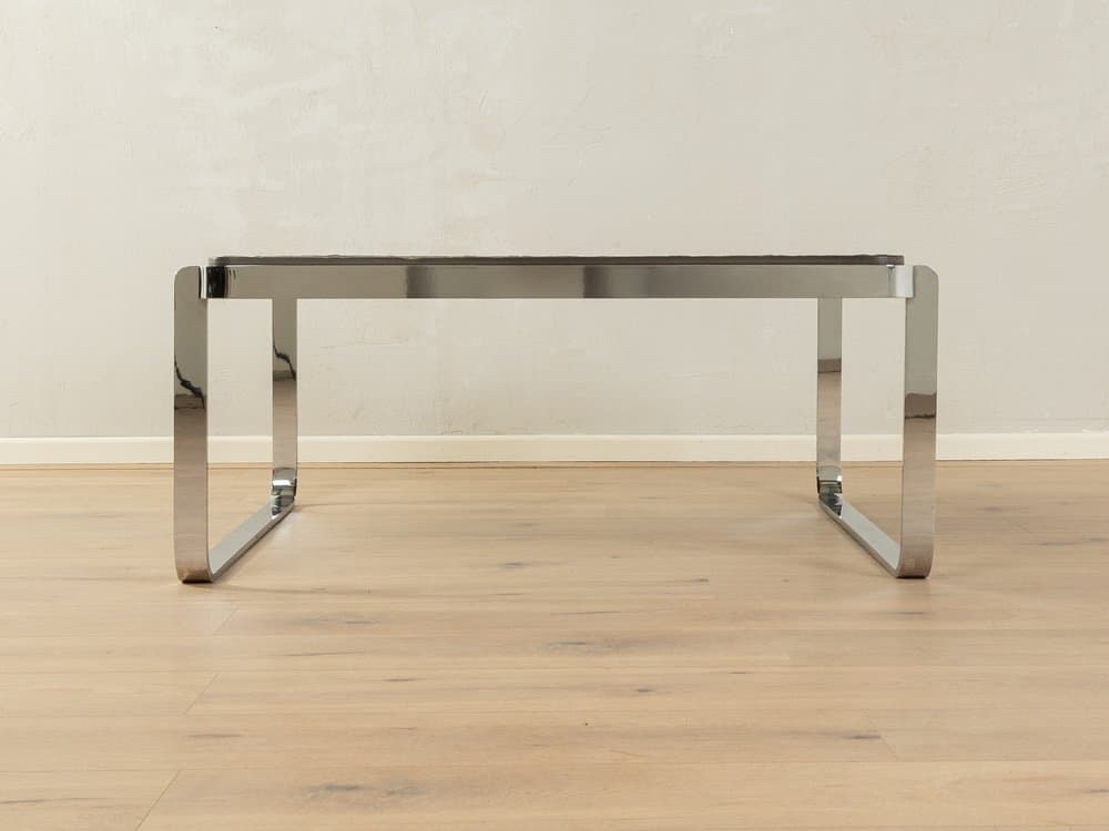 Coffee table, grey slate, stainless steel, Germany, 1970s. - 284456