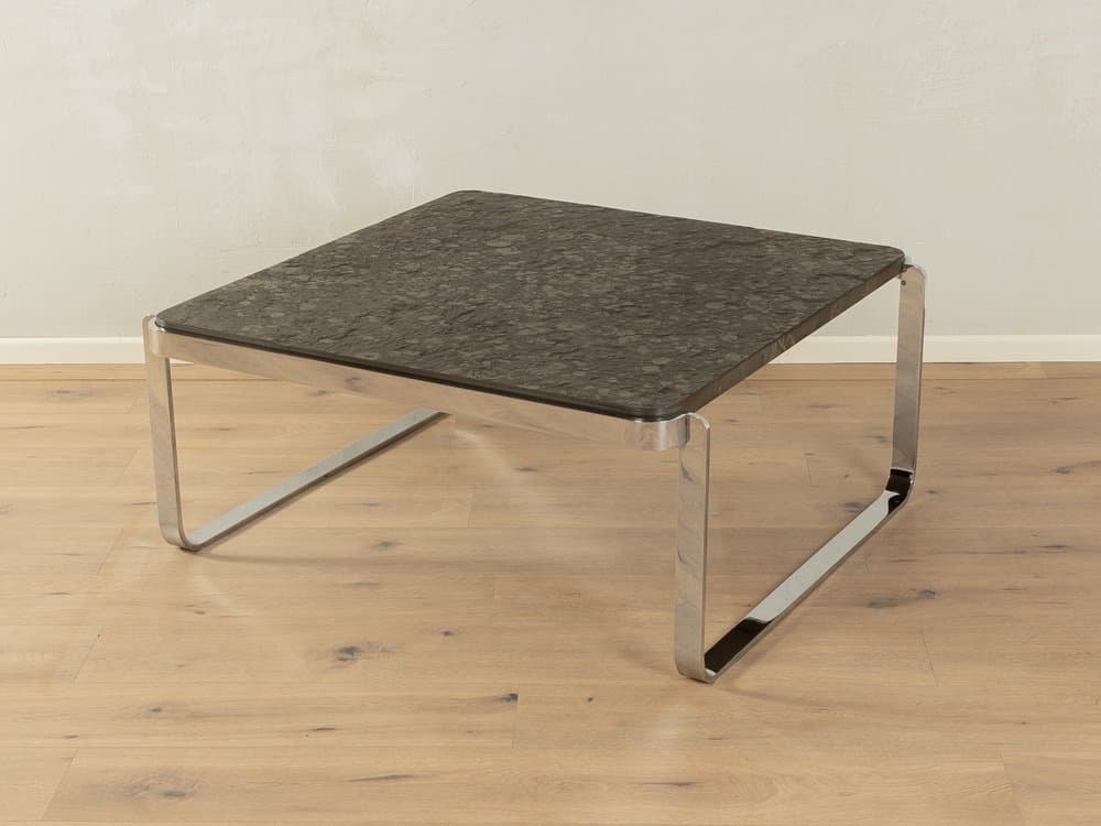 Coffee table, grey slate, stainless steel, Germany, 1970s. - 284463