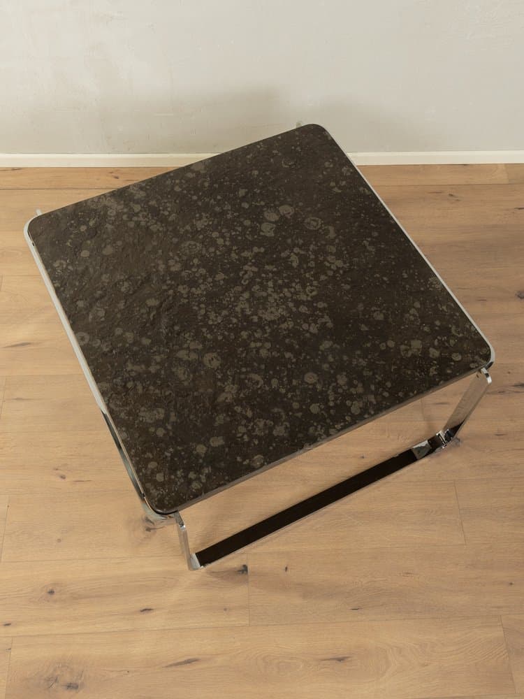 Coffee table, grey slate, stainless steel, Germany, 1970s. - 284457