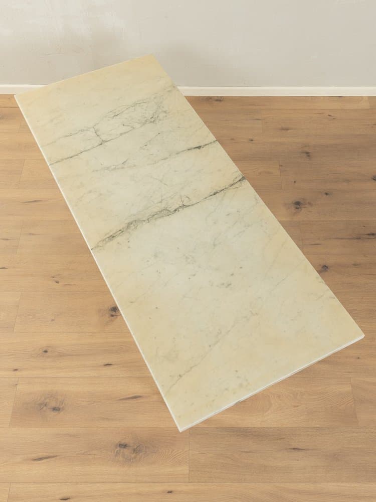 Coffee table, beige marble, silver stainless steel, Germany, 1970s. - 284453