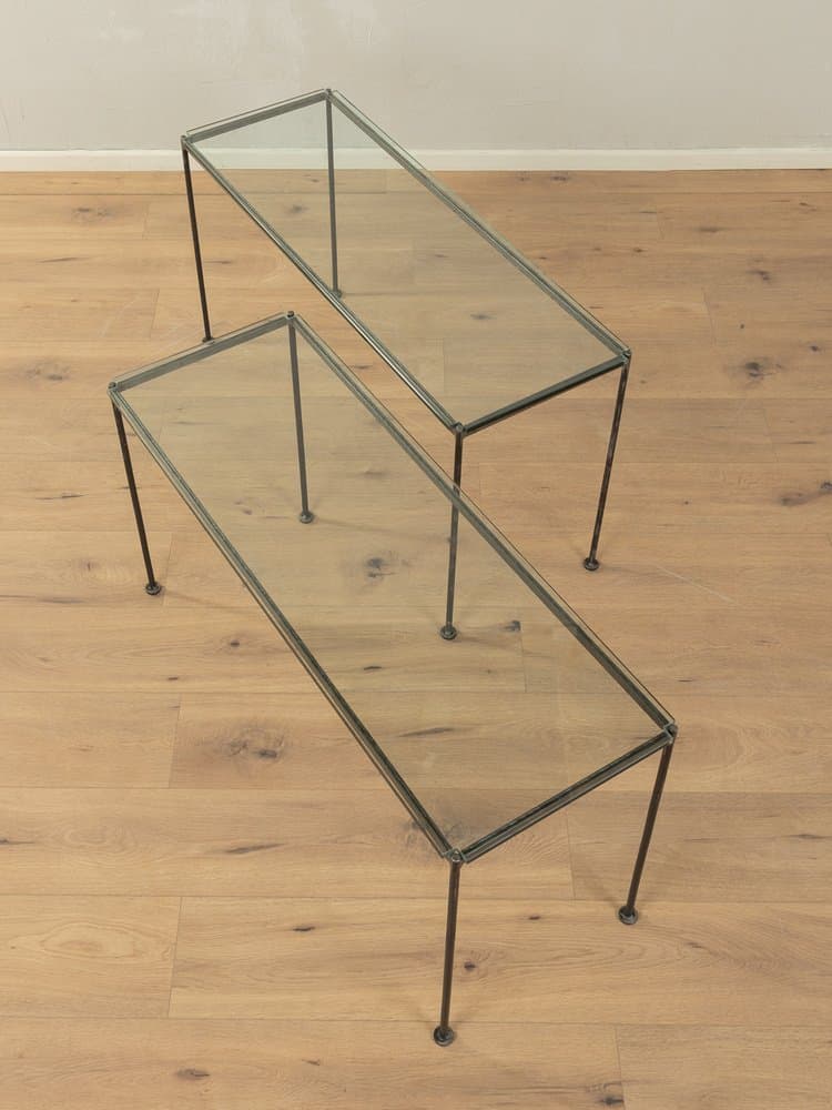 Zestaw dwóch stolików bocznych, szkło transparentne, metal czarny, Niemcy, lata 80. - 284415