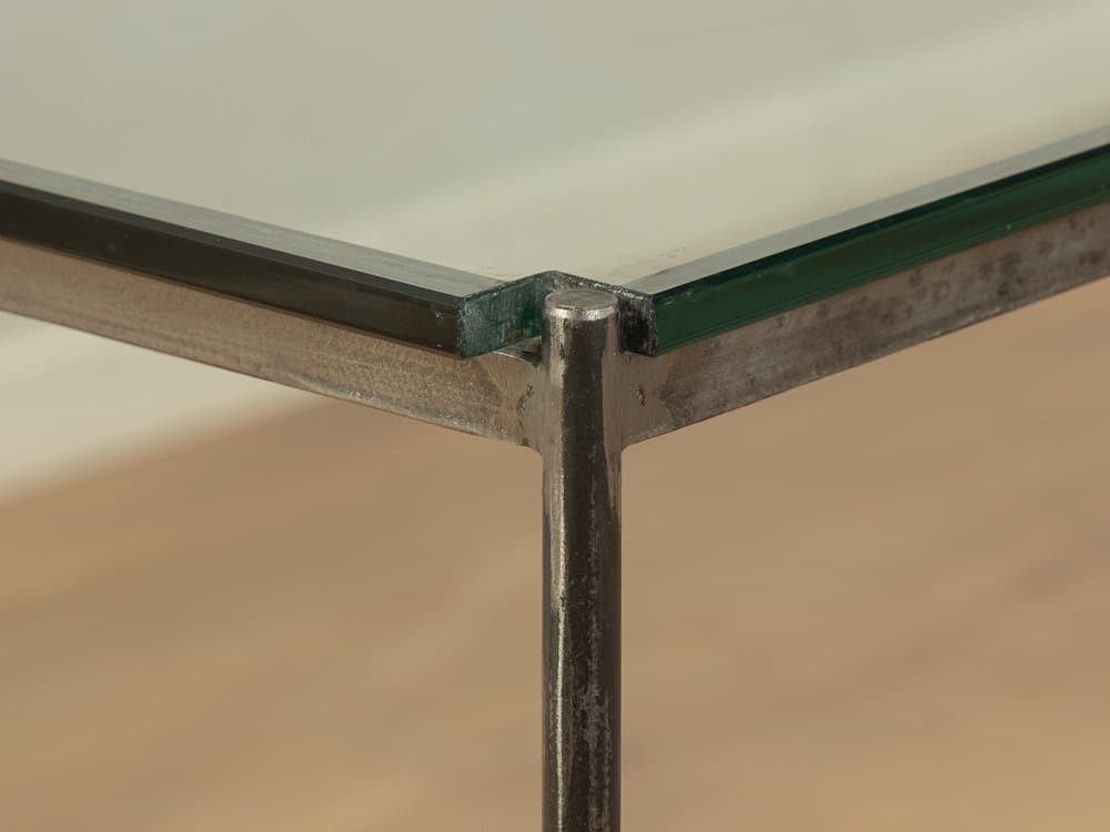 Zestaw dwóch stolików bocznych, szkło transparentne, metal czarny, Niemcy, lata 80. - 284416