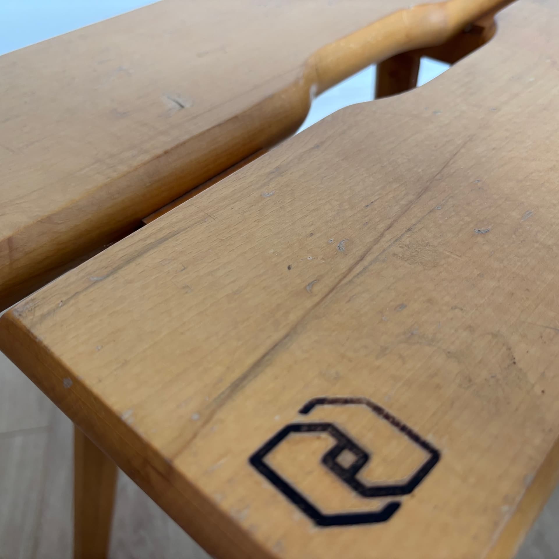 Stołek skandynawski, buk brązowy, Dania, lata 80. - 287085