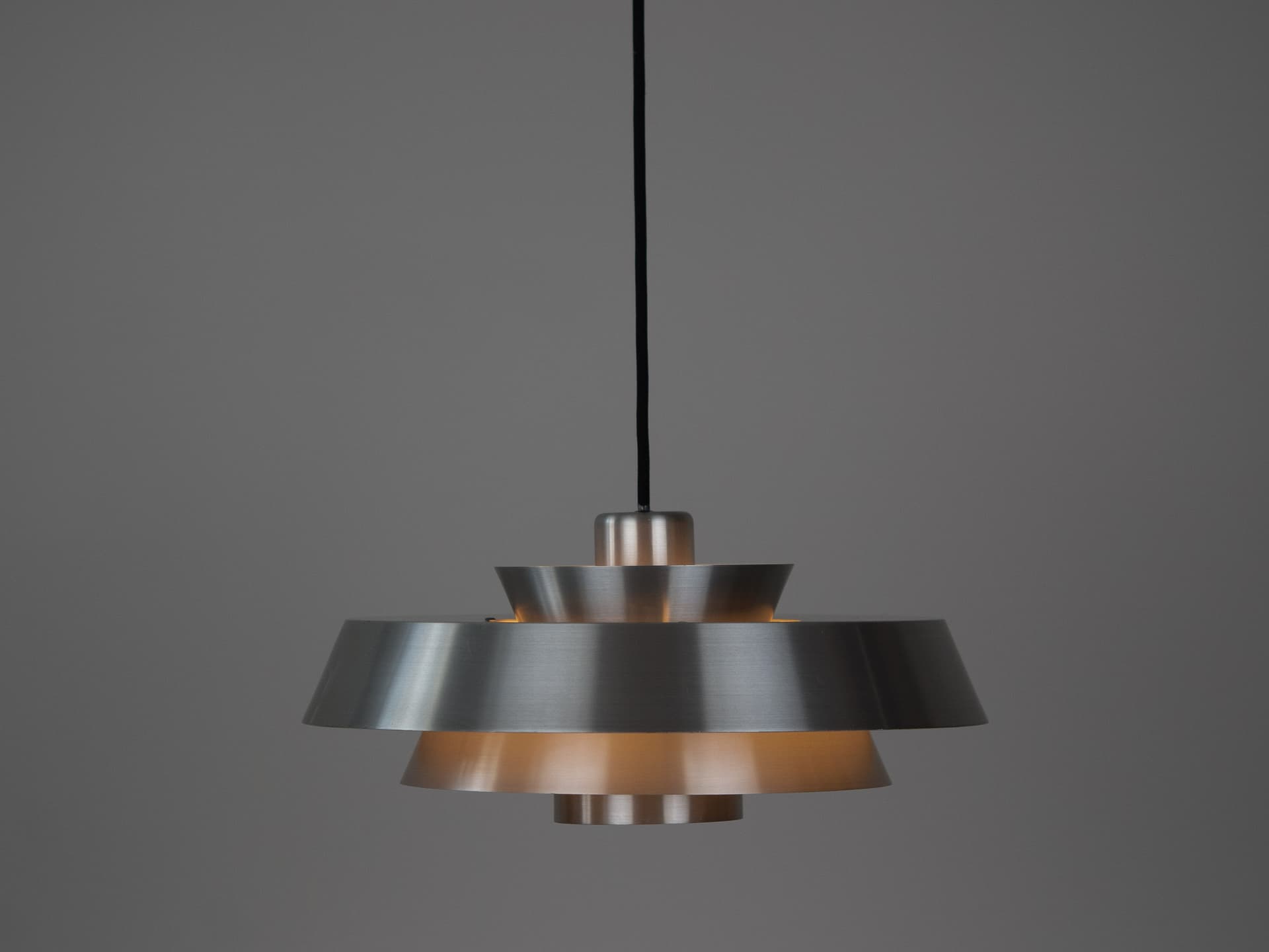 Lampa wisząca Nova, srebrny, aluminium, proj. J. Hammerborg, Fog & Morup, Dania, lata 60. - 287146