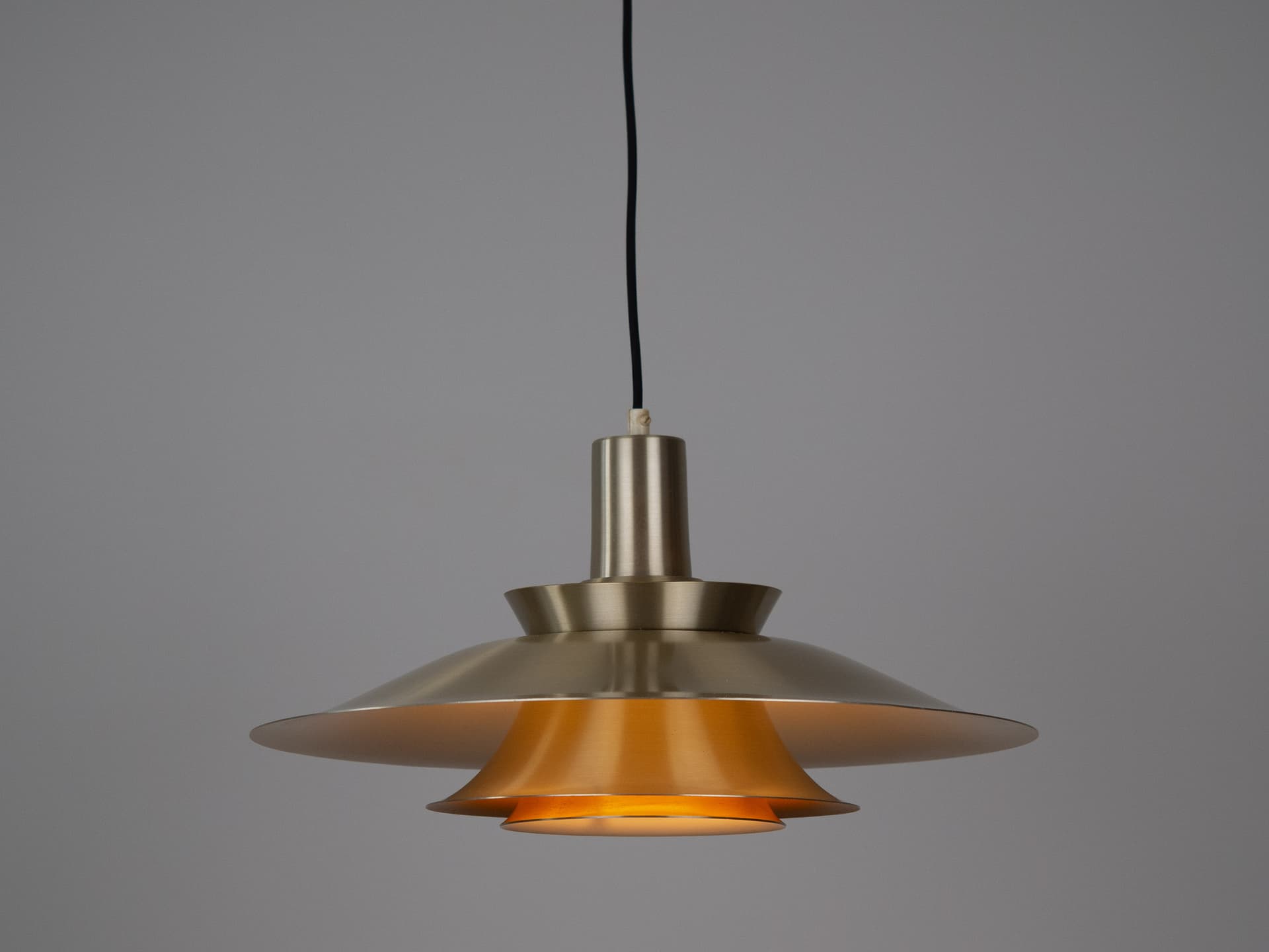 Lampa wisząca, złoty, aluminium, proj. B. Nordsted, Dania, lata 70. - 287204