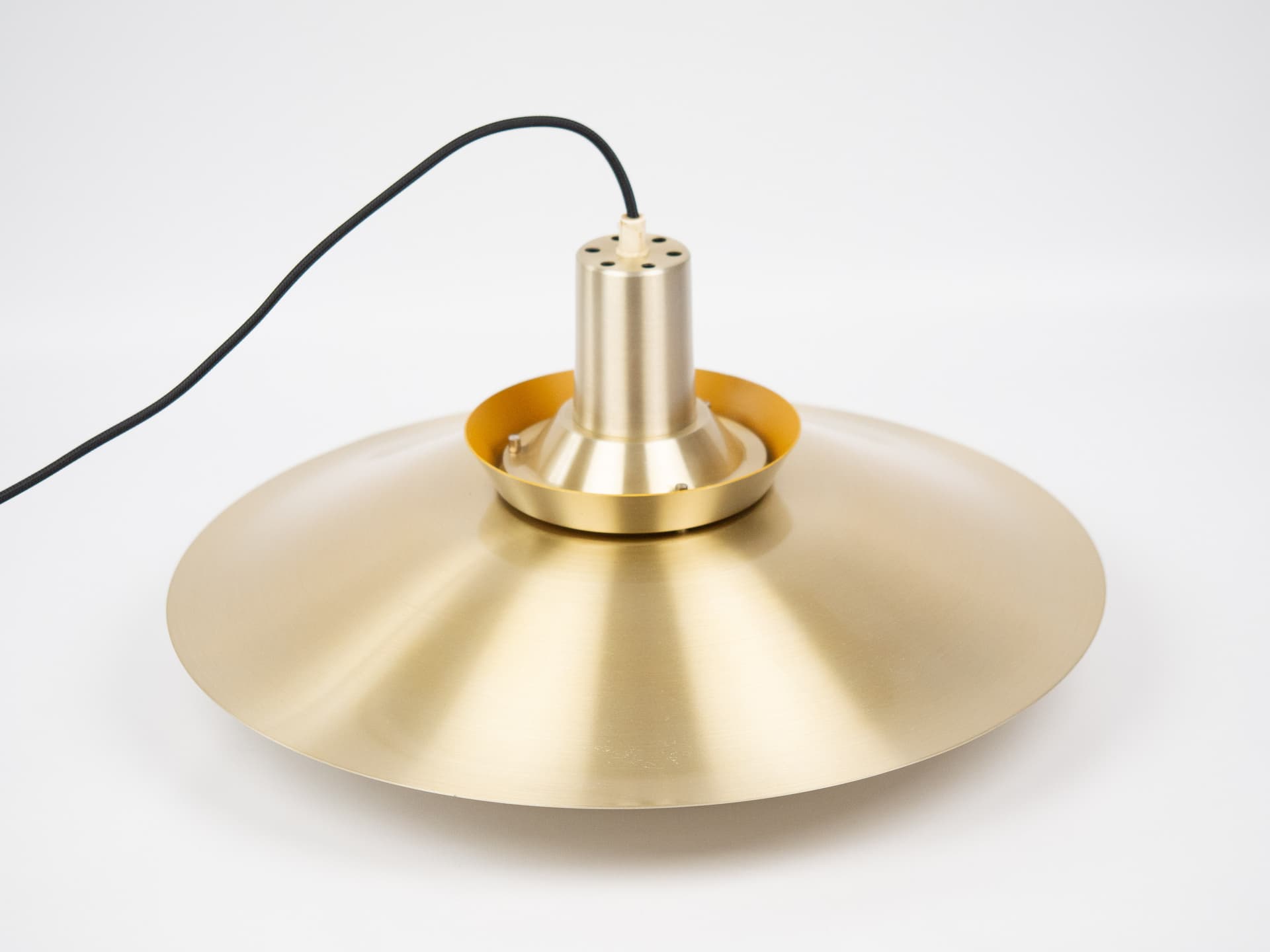 Lampa wisząca, złoty, aluminium, proj. B. Nordsted, Dania, lata 70. - 287202