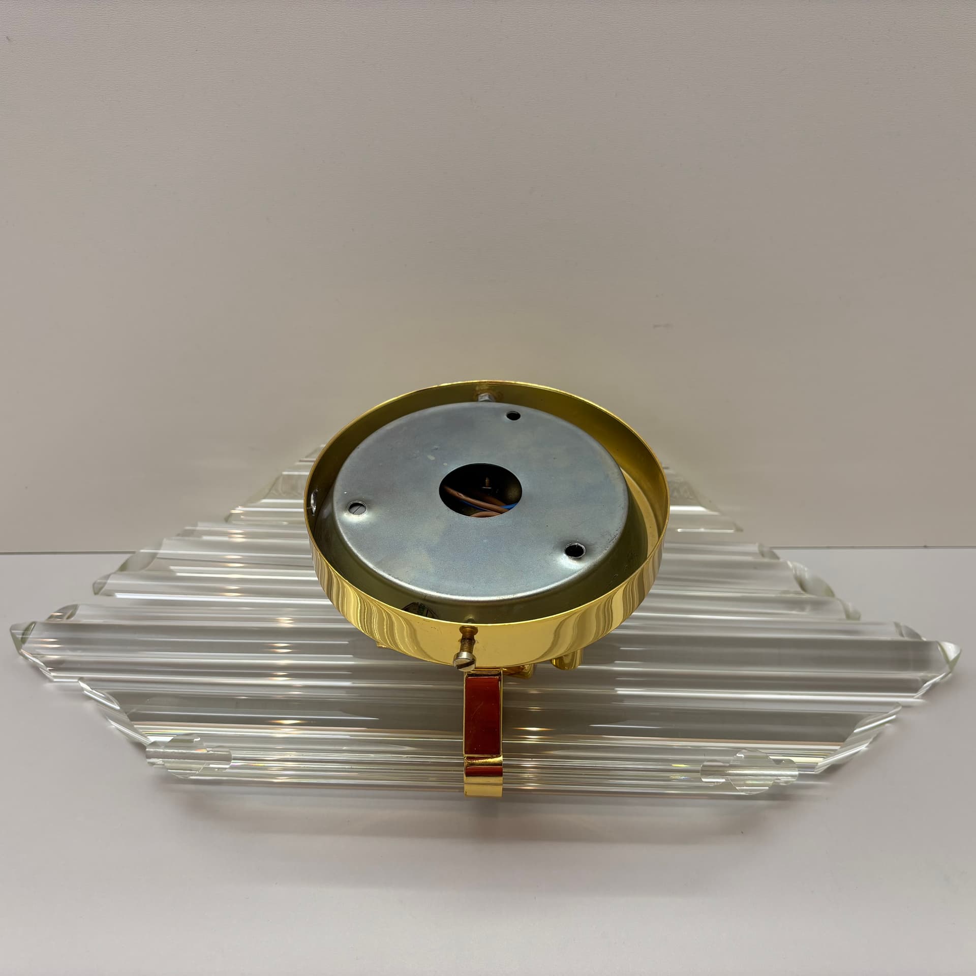 Para kinkietów, przezroczyste szkło, mosiądz złoty, Hiszpania, lata 90. - 287234