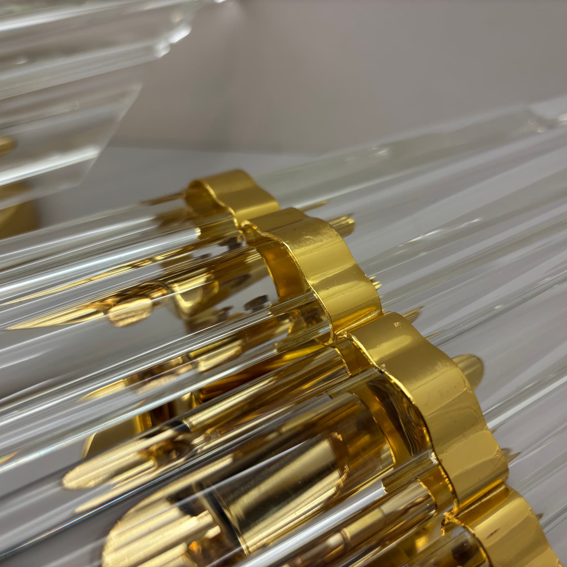 Para kinkietów, przezroczyste szkło, mosiądz złoty, Hiszpania, lata 90. - 287239