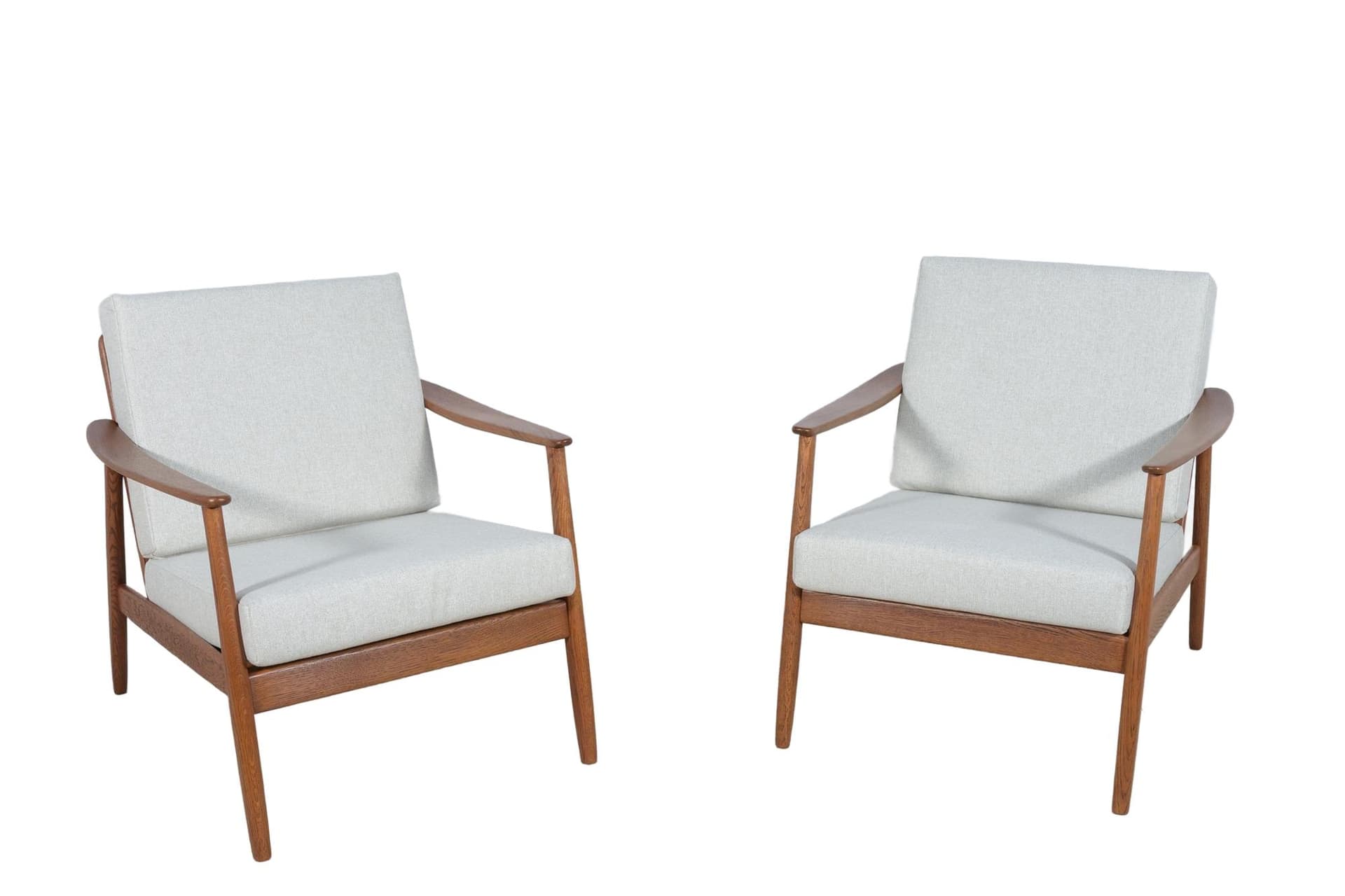 Para foteli USA 247, beż, teak dąb rattan, proj. F. Ohlsson, Dux, Szwecja, lata 60.