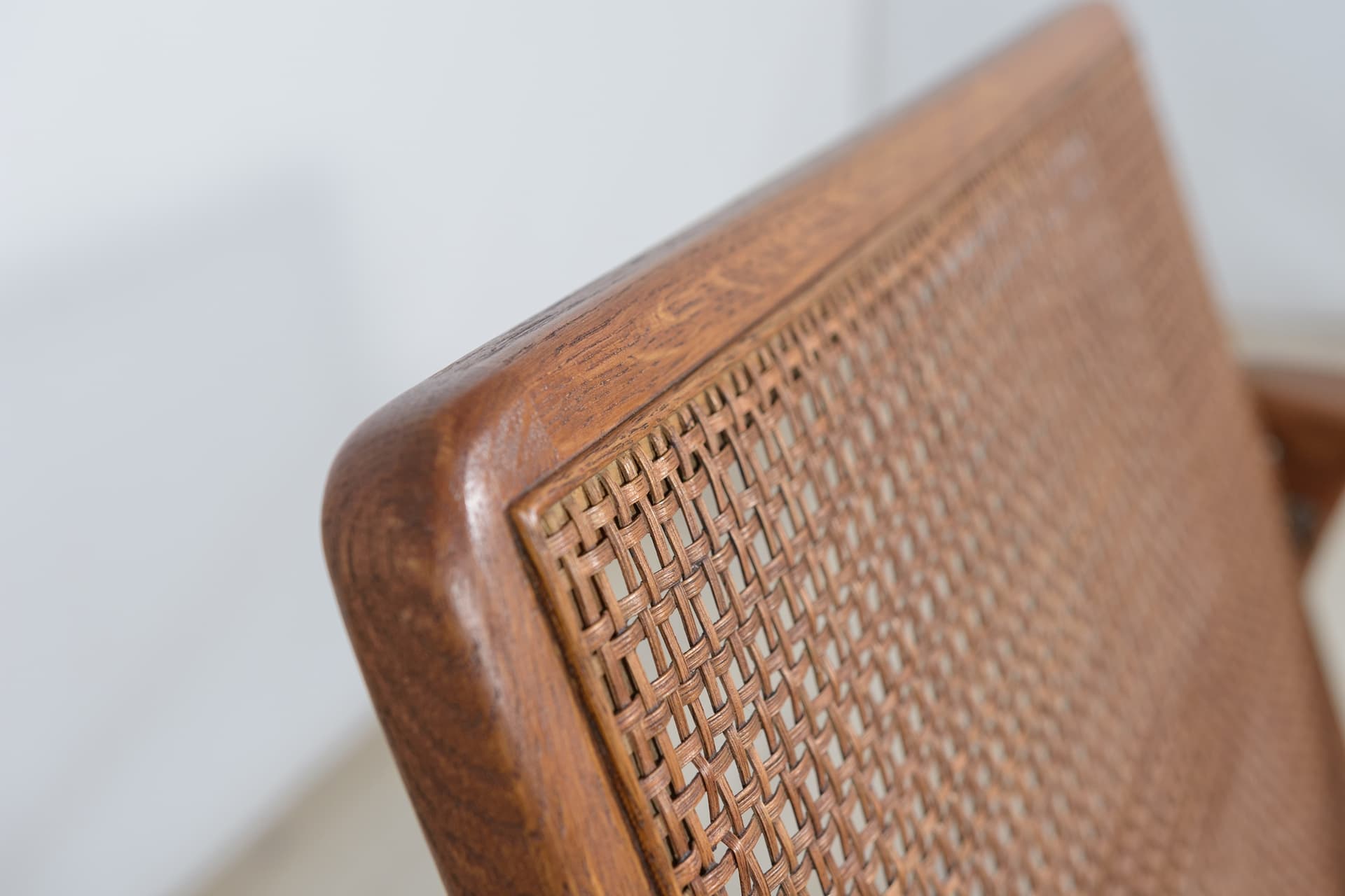 Para foteli USA 247, beż, teak dąb rattan, proj. F. Ohlsson, Dux, Szwecja, lata 60. - 287274