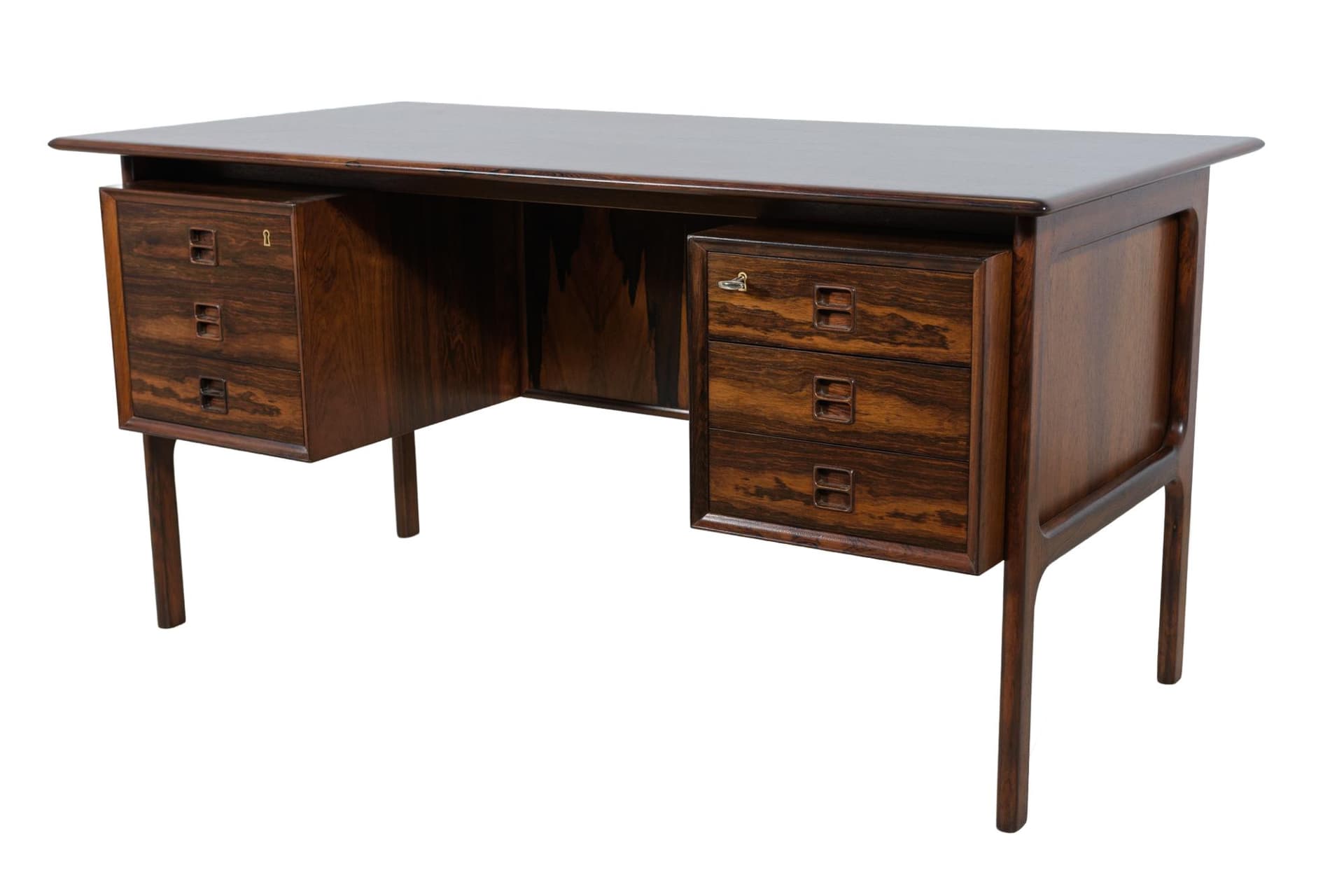 Desk, brown rosewood, by A. Vodder, for Sibast, Denmark, 1960s.