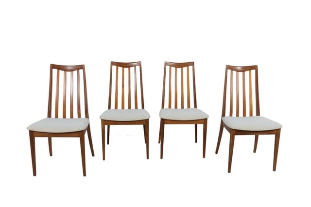 Komplet czterech krzeseł, teak, beż, proj. L. Dandy, G-Plan, Wielka Brytania, lata 60. - WYMIARY