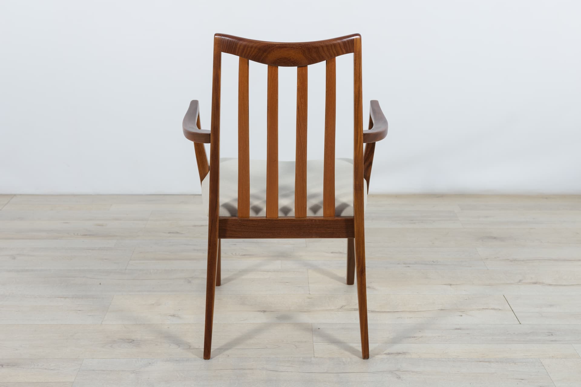 Komplet krzeseł i foteli, teak brązowy, welna beżowa, proj. L. Dandy, G-Plan, Wielka Brytania, lata 60. - 287468