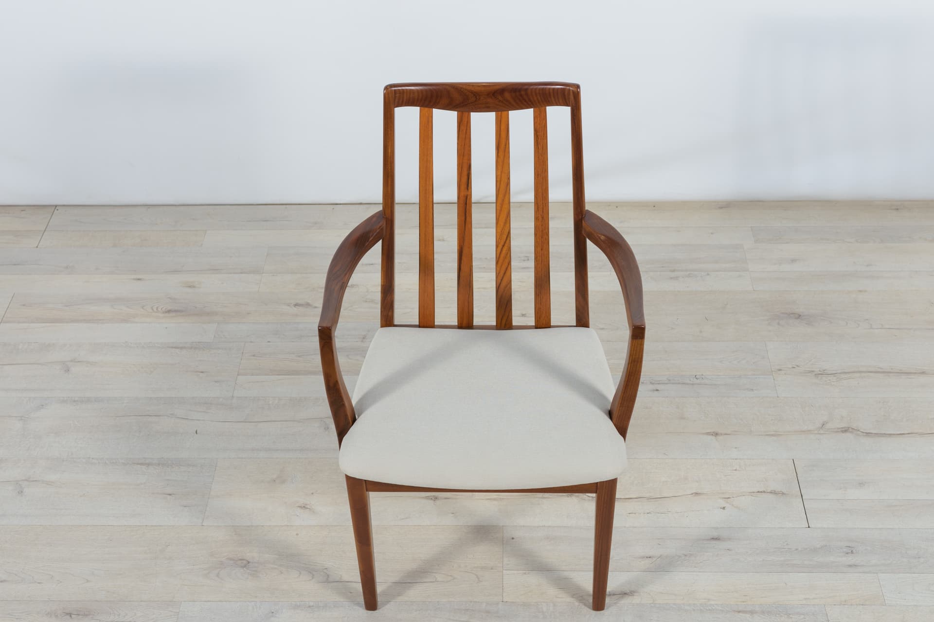 Komplet krzeseł i foteli, teak brązowy, welna beżowa, proj. L. Dandy, G-Plan, Wielka Brytania, lata 60. - 287475