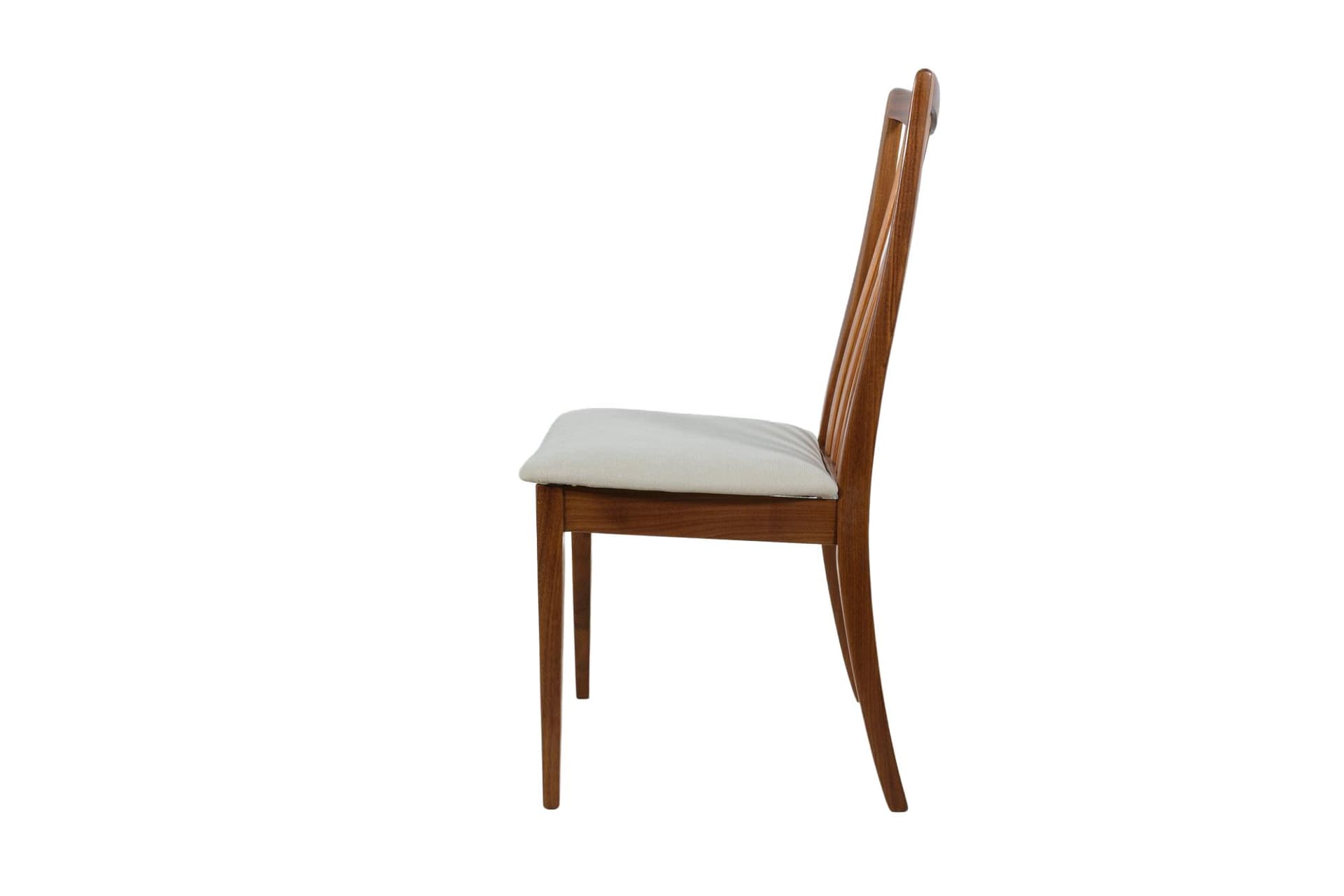 Komplet krzeseł i foteli, teak brązowy, welna beżowa, proj. L. Dandy, G-Plan, Wielka Brytania, lata 60.