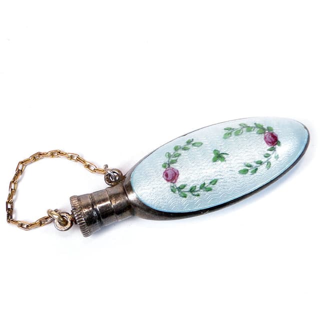 Perfume bottle, blue enamel, silver, Lenk, Austria, early 20th c. - DIMENSION