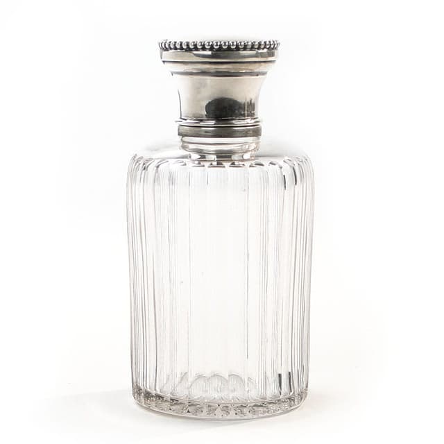 Perfume Bottle, transparent, crystal, silver, France, early 20th c. - DIMENSION