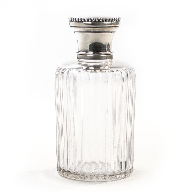 Perfume Bottle, transparent, crystal, silver, France, early 20th c.