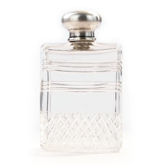 Perfume Bottle, transparent crystal, silver, France, early 20th c. - DIMENSION