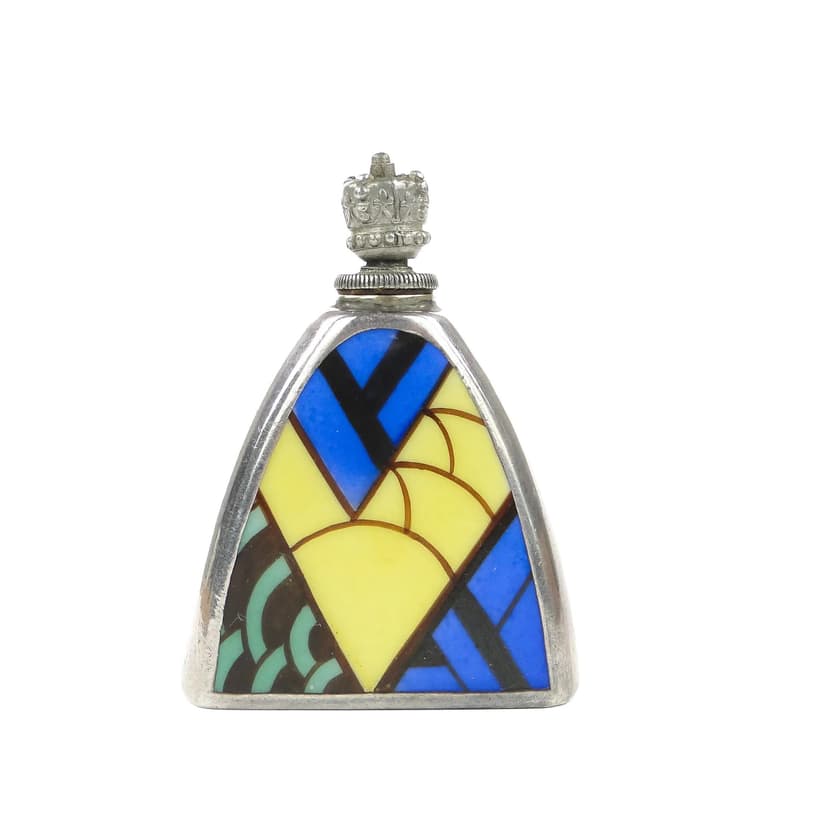 Perfume bottle Art Deco, multicolor, porcelain silver, Netherlands, 1920s.