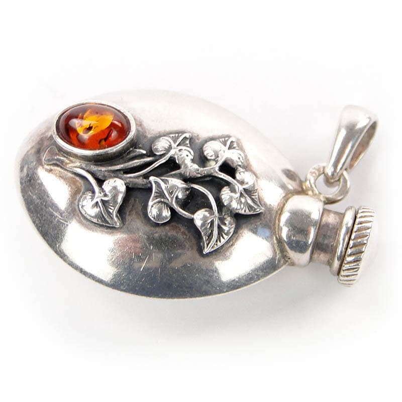 Perfume Flask, Art Nouveau, silver, amber, Poland, 1980s - 287587