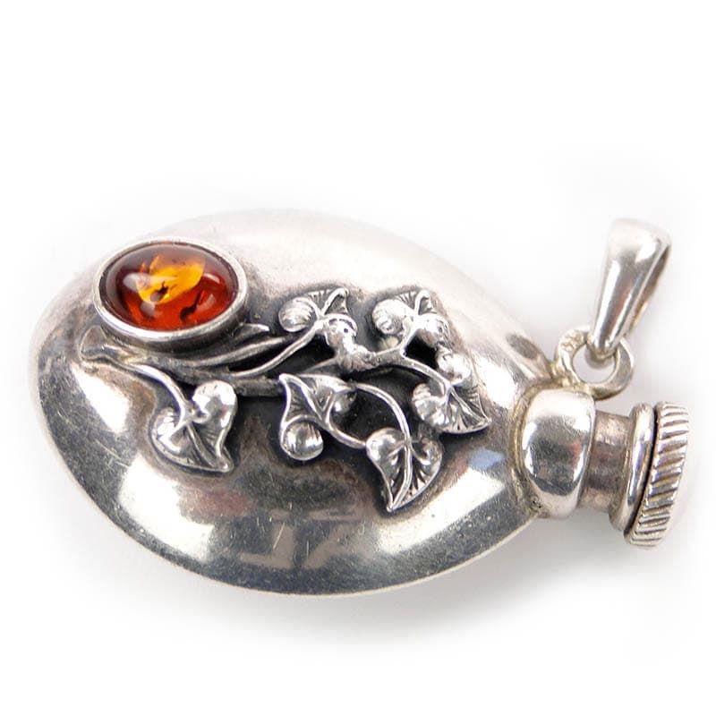 Perfume Flask, Art Nouveau, silver, amber, Poland, 1980s - 287585